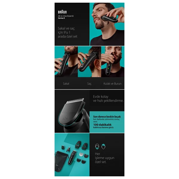 Braun Series 5 Mgk5420 9'u 1 Arada Erkek Bakım Seti - Görsel 9