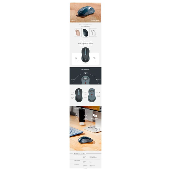 Everest Sm-Bt19 Lacivert Optik Kablosuz Mouse - Görsel 10