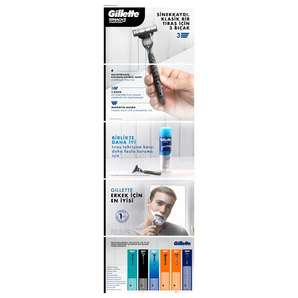 Gillette Mach3 Charcoal Standlı 6 Başlıklı Tıraş Bıçağı - Görsel 10