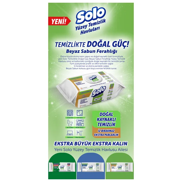 Solo Beyaz Sabun Ferahlığı Yüzey Temizlik Havlusu 100 Yaprak 6'lı - Görsel 8
