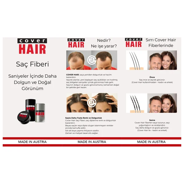 Cover Hair 14 Gramm Saç Fiberi Dolgunlaştırıcı Kellik Kapatıcı Toz (Topik Tozu) (Koyu Kahverengi) - Görsel 9