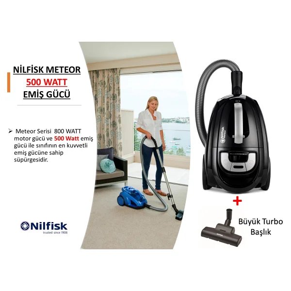 Nılfısk Meteor Comfort Eu - Turbo Başlıklı Toz Torbasız Elektrikli Süpürge - Siyah - Görsel 8