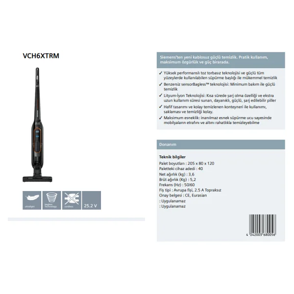 Siemens Vch6xtrm Şarjlı Dikey Süpürge - Görsel 5