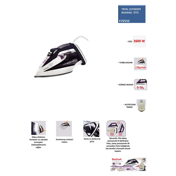 Tefal Fv9550 Autoclean 500 2600 W Buharlı Ütü - Görsel 3