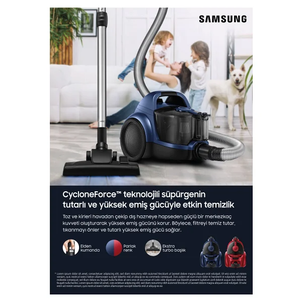 Samsung Vc07t357mh Vc3500tm Cycloneforce 750 W Toz Torbasız Süpürge - Görsel 9