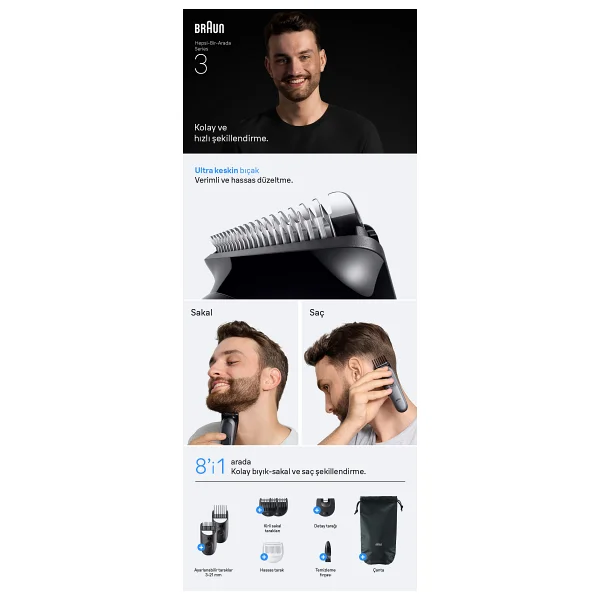 Braun Series 3 Aıo3540 Sakal Ve Saç Kesme Makinesi - Görsel 7