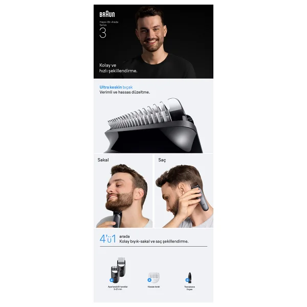 Braun Series 3 Aıo3500 Sakal Ve Saç Kesme Makinesi - Görsel 8