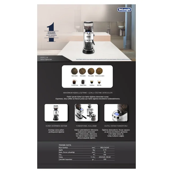 Delonghi Dedica Kg521.M Kahve Öğütücü - Görsel 9