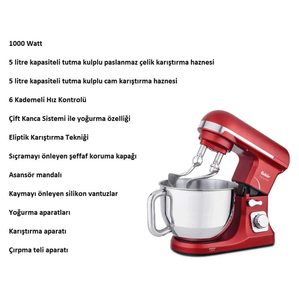 Fakir Culina Chef Kırmızı 1000 W 5 Lt Mutfak Şefi - Görsel 5