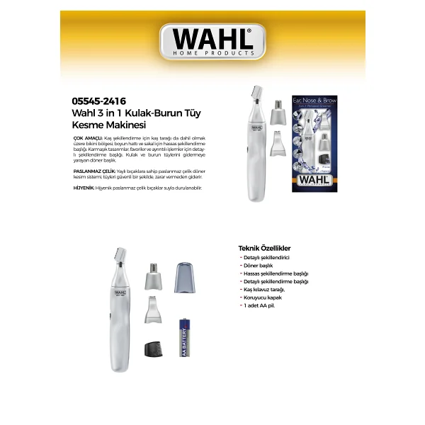 Wahl 5545-2416 3in1 Kulak-Burun Tüy Kesme Makinesi - Görsel 5