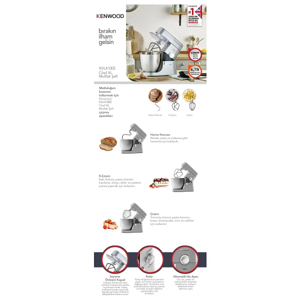 Kenwood Kvl4100s Chef XL 1200 W 6.7 Lt Mutfak Şefi - Görsel 9