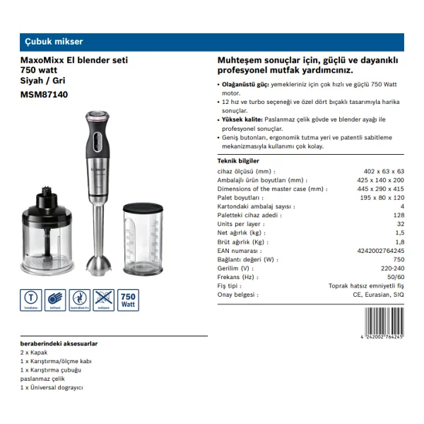 Bosch Msm87140 750 W Blender Seti - Görsel 4