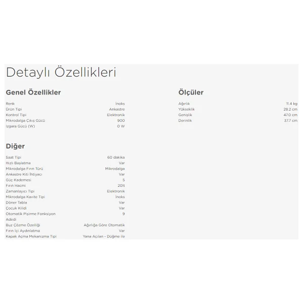 Arçelik Md 891 I 20 Lt Çerçeveli Inox Ankastre Mikrodalga Fırın - Görsel 7
