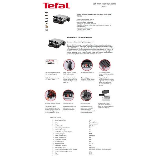Tefal Gourmet Grill Classic GC-305012 2000 W Tost Makinesi - Görsel 5