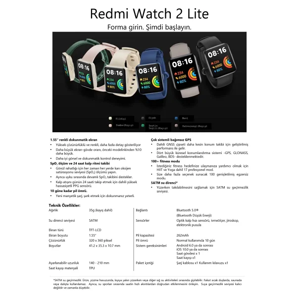 Xiaomi Redmi Watch 2 Lite Siyah Akıllı Saat - Görsel 6