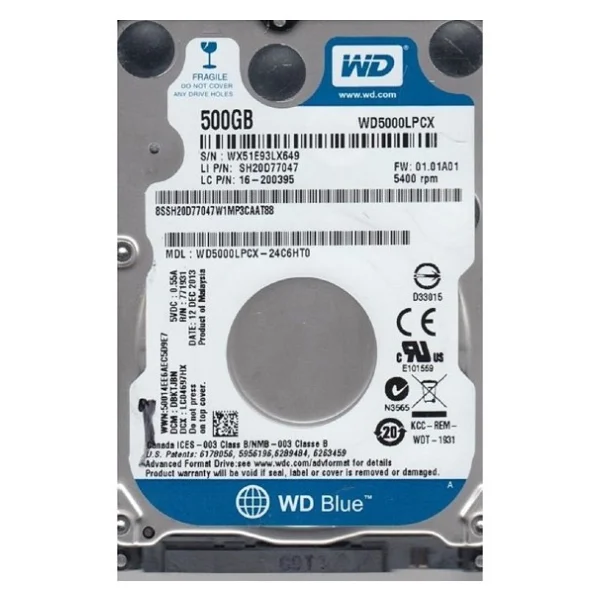 Western Digital Blue Wd5000lpcx Sata 3.0 5400 Rpm 3.5" 500 GB Harddisk - Görsel 7