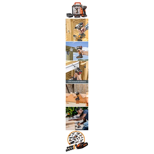 Orijinal Worx Wx261 20 V 2 Ah Çift Akülü Darbeli Vidalama Makinesi - Orijinal Ambalajında - Görsel 6