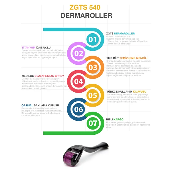 Zgts Dermaroller Titanyum Altın 192 İğne - Görsel 3