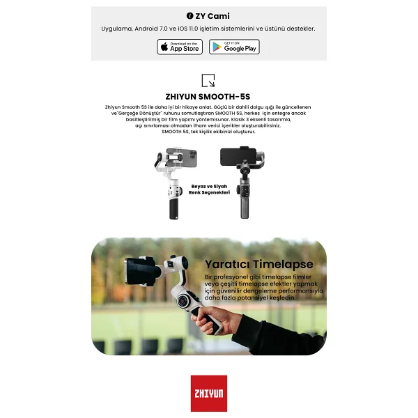 Zhiyun Smooth 5s Combo Gri Gimbal - Görsel 8