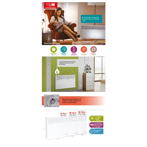 İvigo Epk4590m25b 2500 W Manuel Konvektör Isıtıcı - Görsel 6