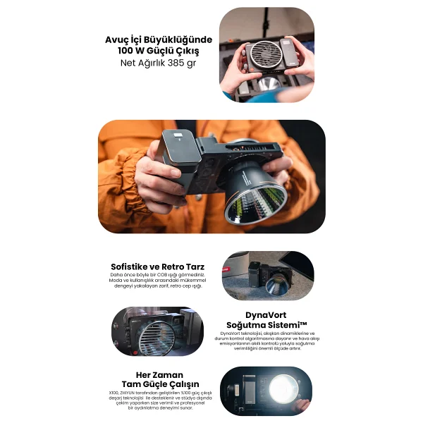 Zhiyun Molus X100 Bi-Color Pocket Cob Monolight - Görsel 4