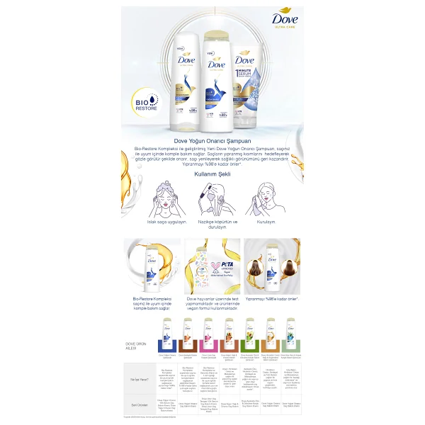 Dove Ultra Care Yoğun Onarıcı 400 Ml 3 Adet Şampuan - Görsel 10
