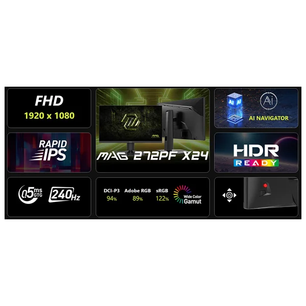 Msı Mag 272pf X24 27" 0.5 Ms Full HD Pivot Ips 240 Hz Oyuncu Monitörü - Görsel 10