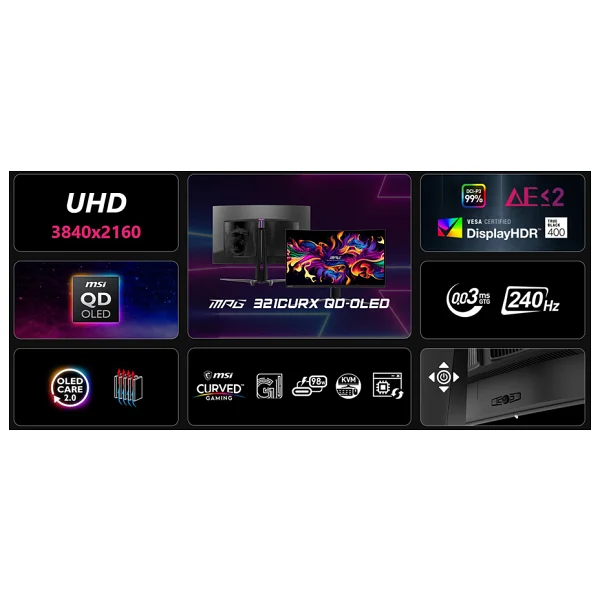 Msı Mpg 321curx Qd-OLED 31.5" 0.03 Ms 4K Curved 240 Hz Oyuncu Monitörü - Görsel 10