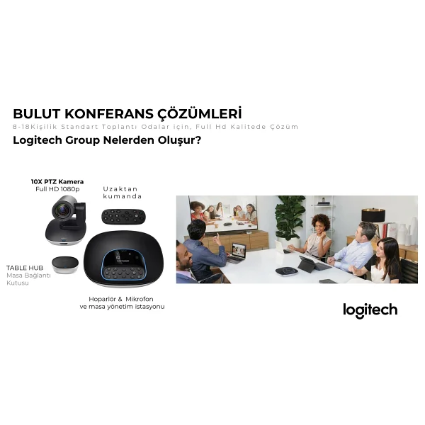 Logitech Group Konferans Kamerası Büyük Odalar Için Ekstra Mikrofonla Birlikte - Görsel 9