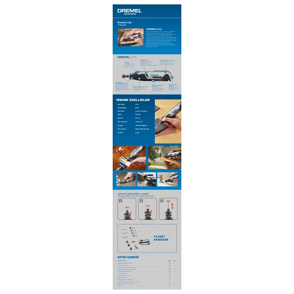Dremel Lite 7760-15 15 Parça Gravür Seti - Görsel 6