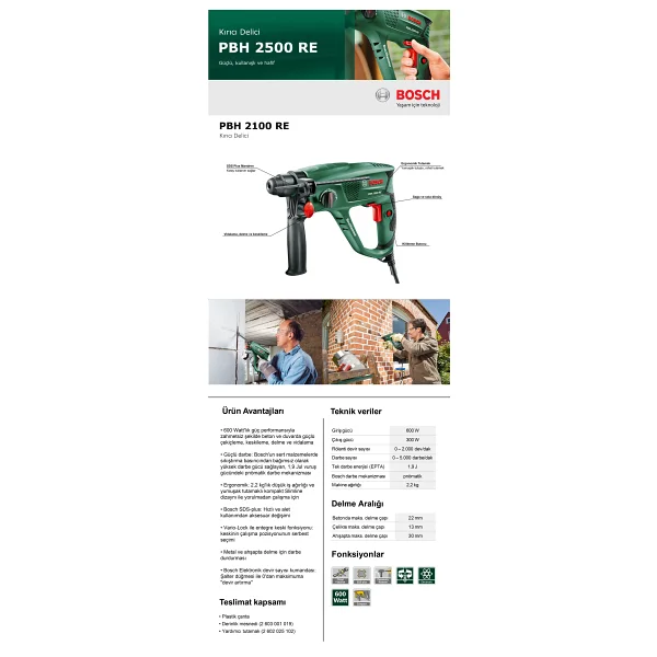 Bosch Pbh 2500 Re 600 W Pnömatik Kırıcı-Delici - Görsel 5