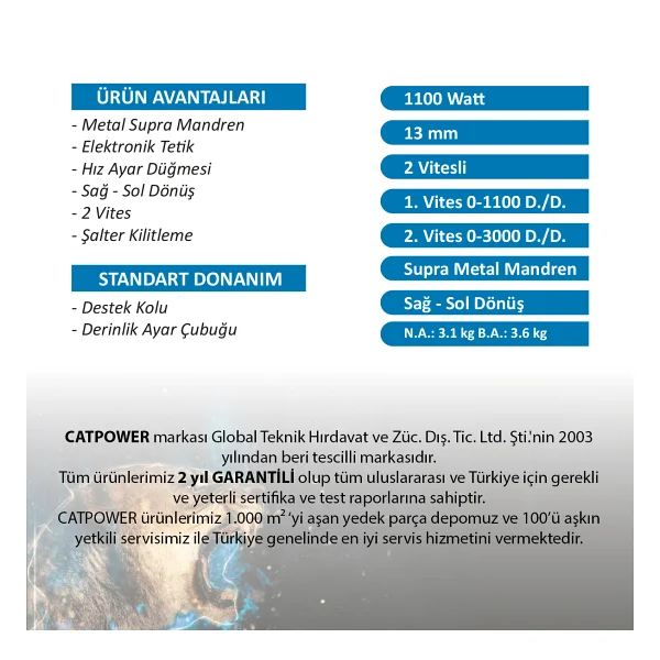 Catpower 5852 1100 W Darbeli Matkap - Görsel 2