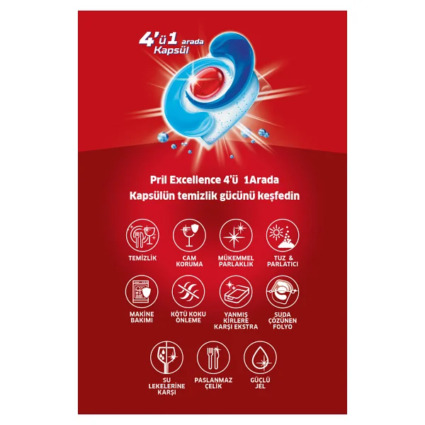 Pril Excellence 4'ü 1 Arada Bulaşık Makinesi Tableti 22'li - Görsel 10