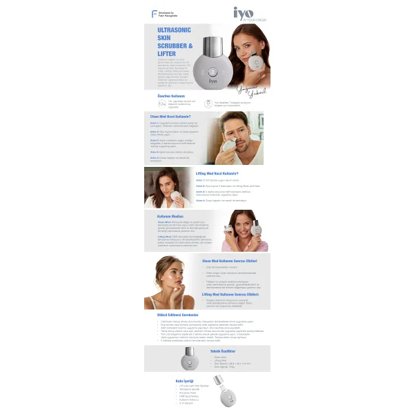 İyo Ultrasonic Skin Scrubber Lifter Yüz Temizleme Cihazı - Görsel 6