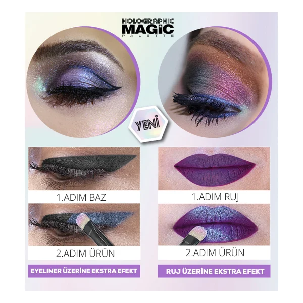 Pastel Profashion Holographic Magic Highlighter Paleti - Görsel 3