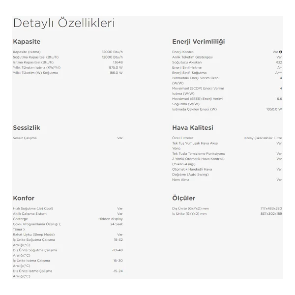Arçelik Ekolojik 12325 A++ 12000 Btu Duvar Tipi Inverter Klima - Görsel 3