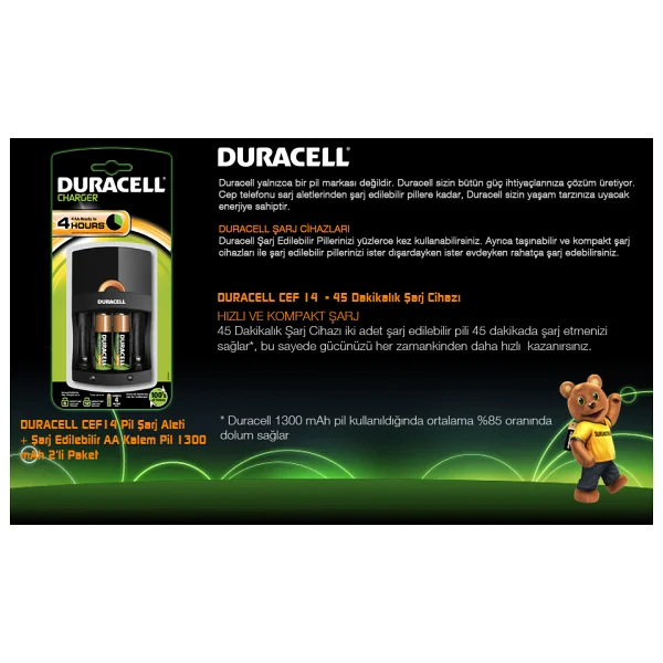 Duracell Cef 14 Şarj Cihazı + 1300 mAh 2'li Aa Kalem Pil - Görsel 2