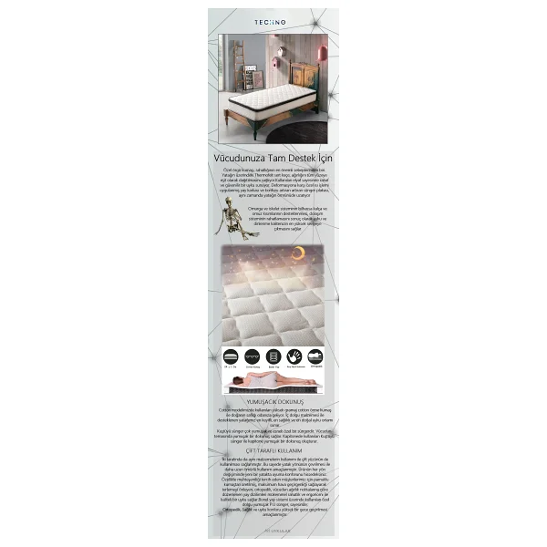 Heyner Techno 80 X 180 Cm. Ultra Lüx Pedli Cotton Tek Kişilik Yaylı Yatak - Görsel 6