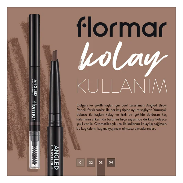 Flormar Angled Brow Pencil 03 Brown Kaş Kalemi - Görsel 7