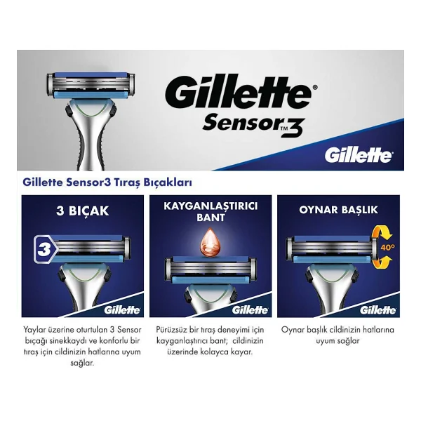 Gillette Sensor 3 6 Başlıklı Tıraş Bıçağı - Görsel 7