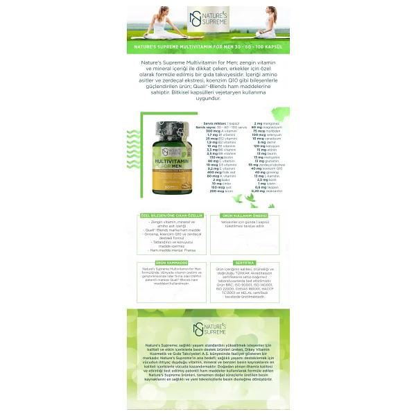 Nature's Supreme Multivitamin For Men 30 Kapsül - Görsel 5