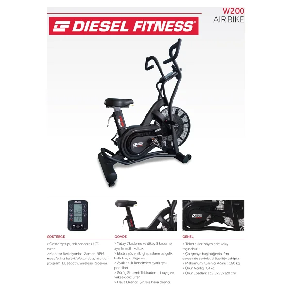 Diesel Fitness W200 Dikey Air Bike - Görsel 4