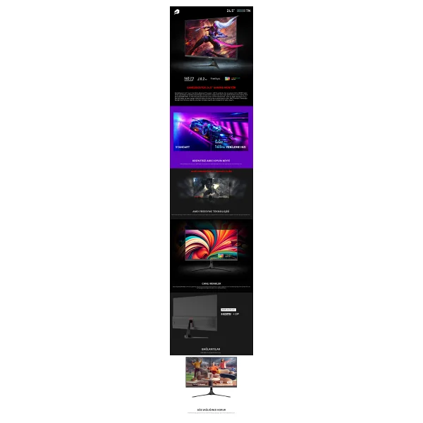 Gamebooster GB-2516ff 24.5" 0.2 Ms Full HD 165 Hz Oyuncu Monitörü - Görsel 10