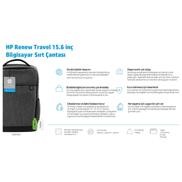 Hp Renew Travel 2z8a3aa 15.6" Laptop Sırt Çantası - Görsel 10