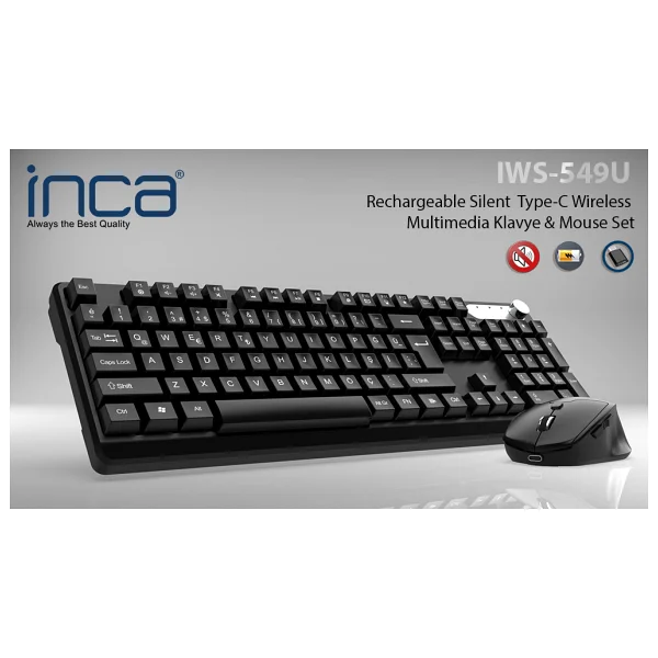 Inca Iws-549u Şarjlı Kablosuz Klavye Mouse Seti - Görsel 9