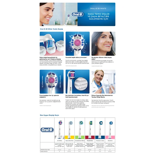 Oral-B 3d White 8'li Diş Fırçası Yedek Başlığı Orta Sertlikte Fırça Kılları İle Temizlik - Görsel 8
