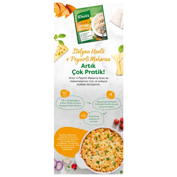 Knorr Dört Peynirli Makarna Sosu 50g - Görsel 3