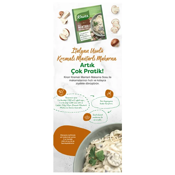 Knorr 52 Gr Kremalı Mantarlı Makarna Sosu - Görsel 8