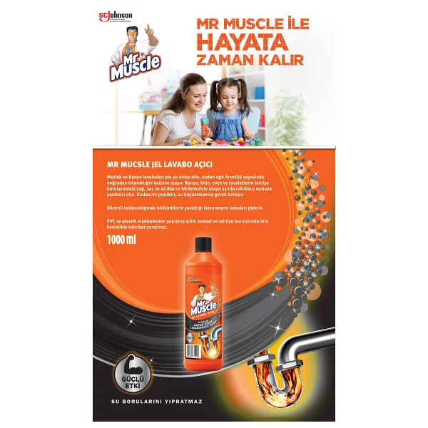 Mr. Muscle Jel 1000 Ml Lavabo Açıcı - Görsel 7