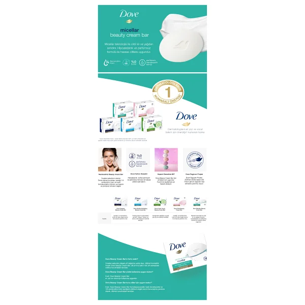 Dove Sensitive Skin Micellar Cream Bar 90 Gr Nemlendirici Sabun - Görsel 9